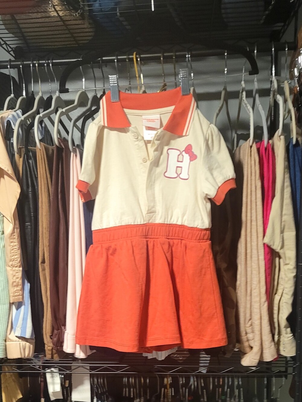 Hello Kitty Cream and Orange Polo Dress with H Patch